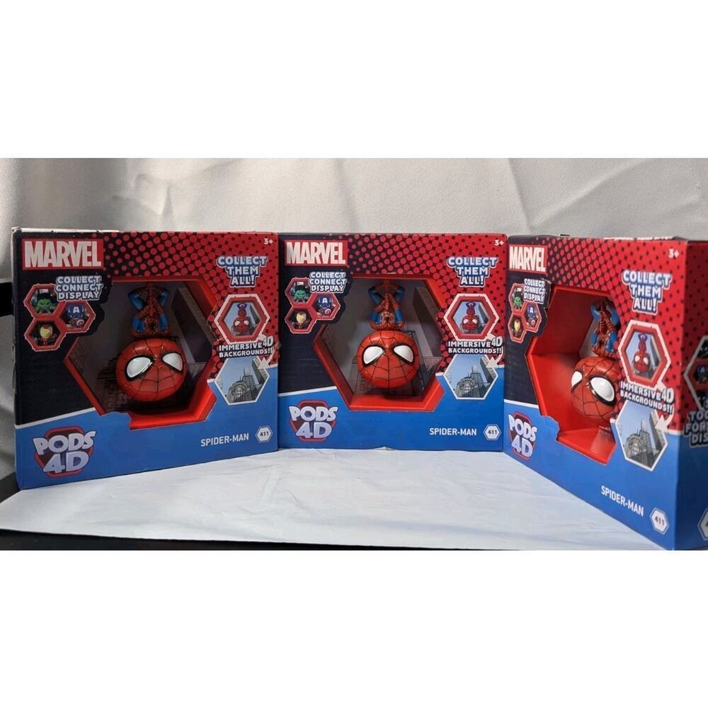 WOW Pods Marvel Spiderman Bobblehead Figure Set Of 3 New